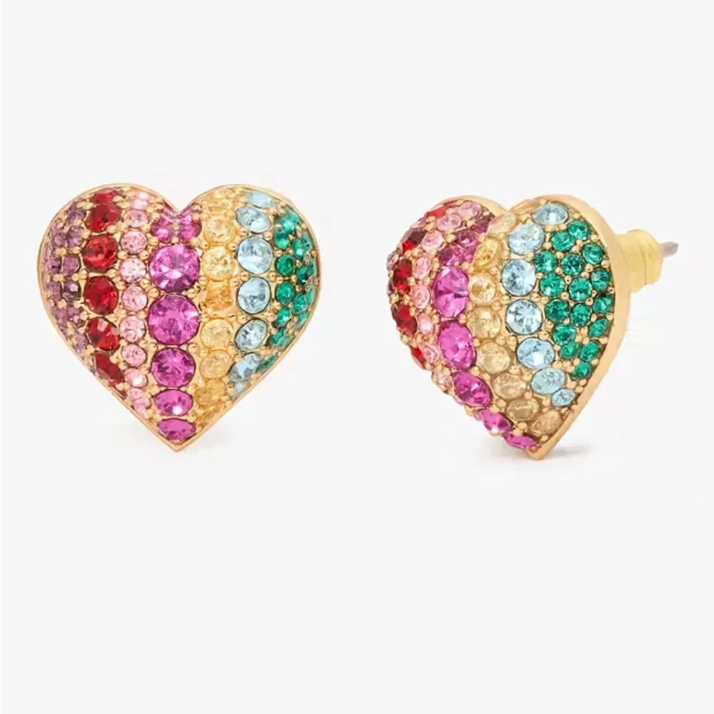 kate spade On The Dot‎ Rainbow Collection Heart Stud Earrings NWT